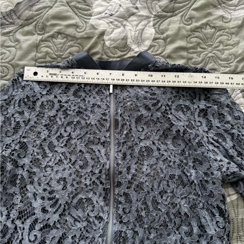Zara Charcoal Lace Accent Blouse - Picture 8 of 8
